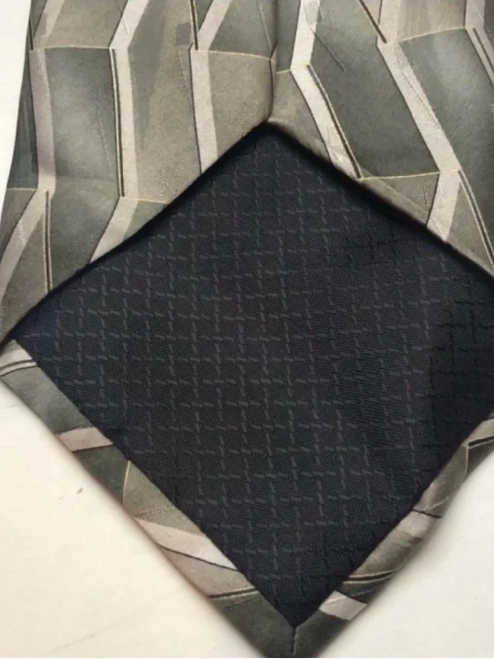 Stafford Tie Men’s Green & Tan Pattern Silk Tie Office Business Dress Necktie